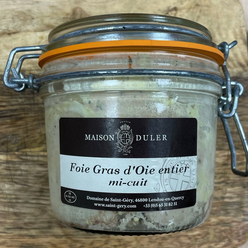 Achat de foie gras d'oie mi-cuit artisanal en bocal maison duler